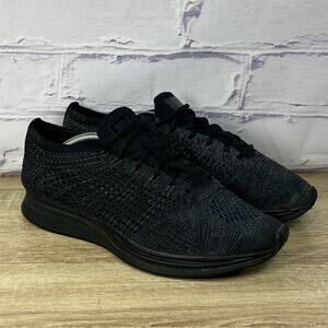 Nike Flyknit Racer Triple Black Running Shoes 526628-009 Men's Size 8 Sneakers